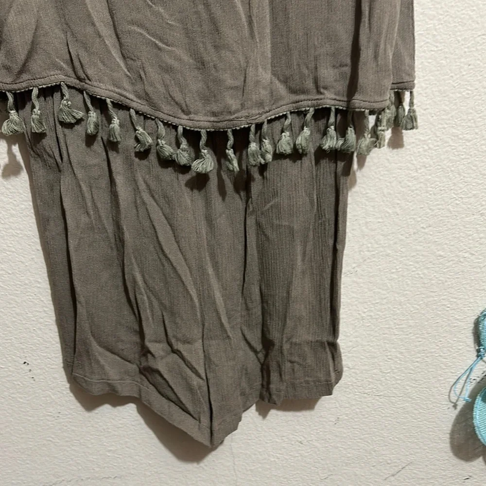 POL Olive Green Sleeveless Romper with‎ Tassels